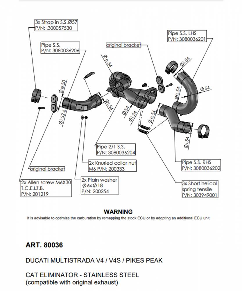 Raccordo elimina catalizzatore Leovince per DUCATI MULTISTRADA 1100 V4 2021 > 2023