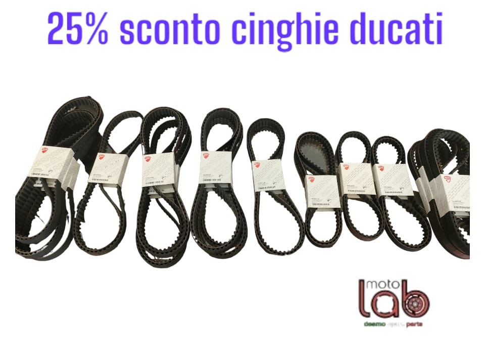 Cinghie Originali Ducati scontati del 25% dal prezzo di listino di seguito i codici e le quantità
