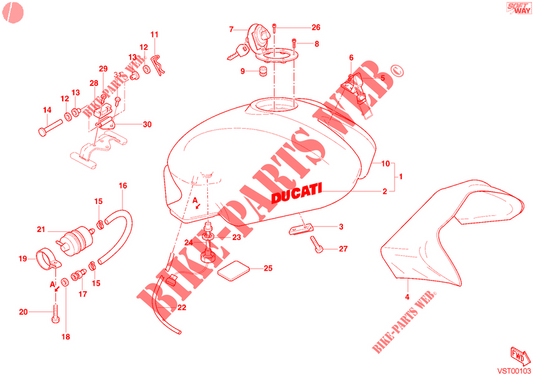 Tubo Raccordo filtro benzina Originale Ducati codice 59010741A