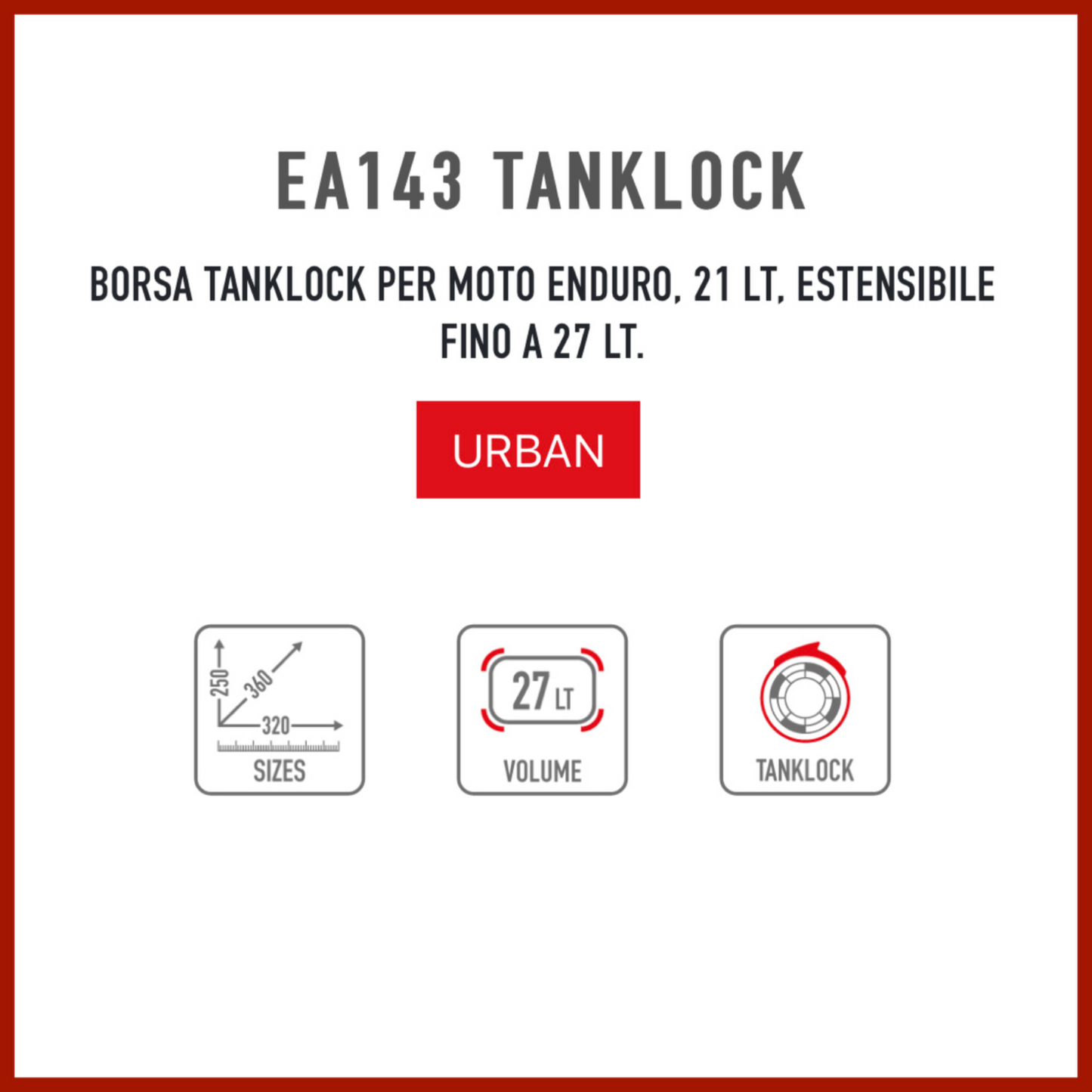 Borsa TANKLOCK per moto Enduro 21 lt estensibile fino a 27 lt. ea143