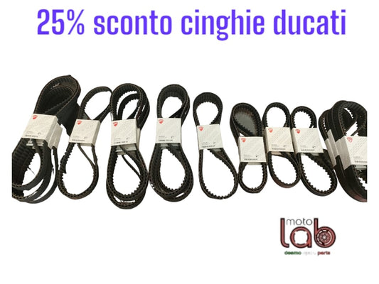 Cinghie Originali Ducati scontati del 25% dal prezzo di listino di seguito i codici e le quantità