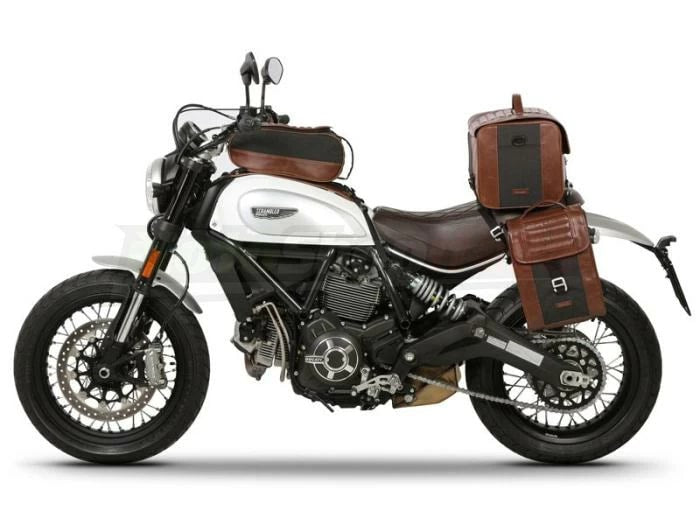 Borsa Laterale Shad + supporto attacco per Ducati Scrambler 800 400 Colore Nero foto demo