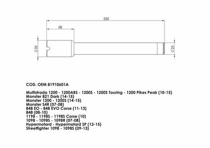 Perno ruota Ducati 81910601A 1098 1198 848 HYPER MONSTER MULTISTRADA STREETFIGHTER